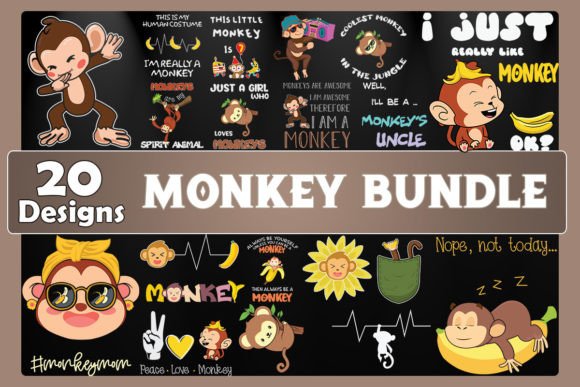 Monkey Bundle SVG 20 Designs Graphics